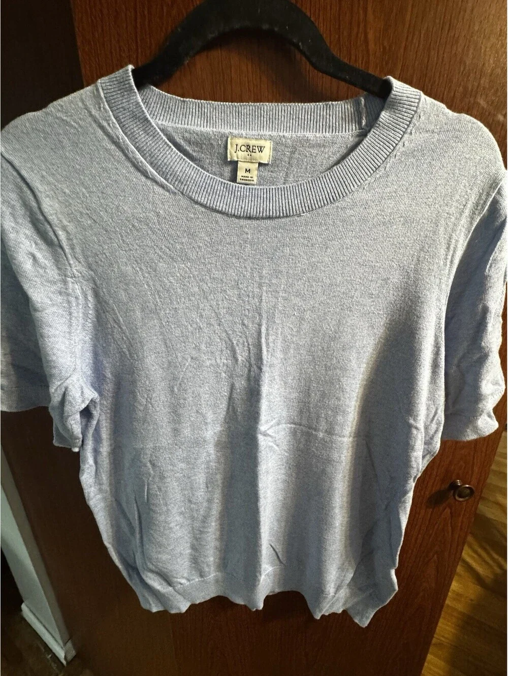 J.Crew Factory Womens M Baby Blue Cotton Short Sleeve Crewneck Sweater CF384